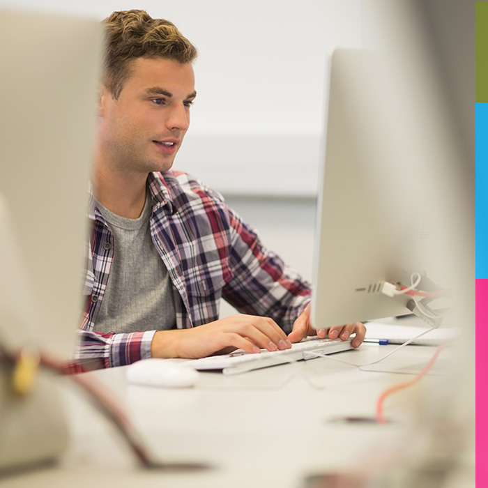 photo of student working on computer