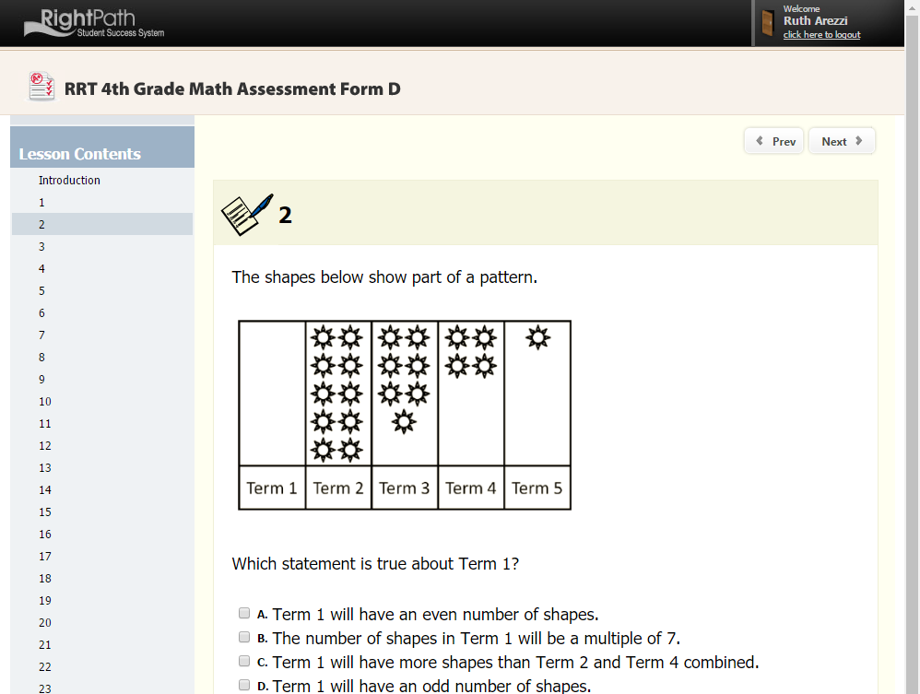 4th gr Math exam