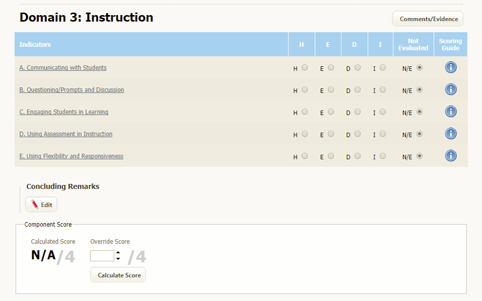 Domain HEDI and Score Calc